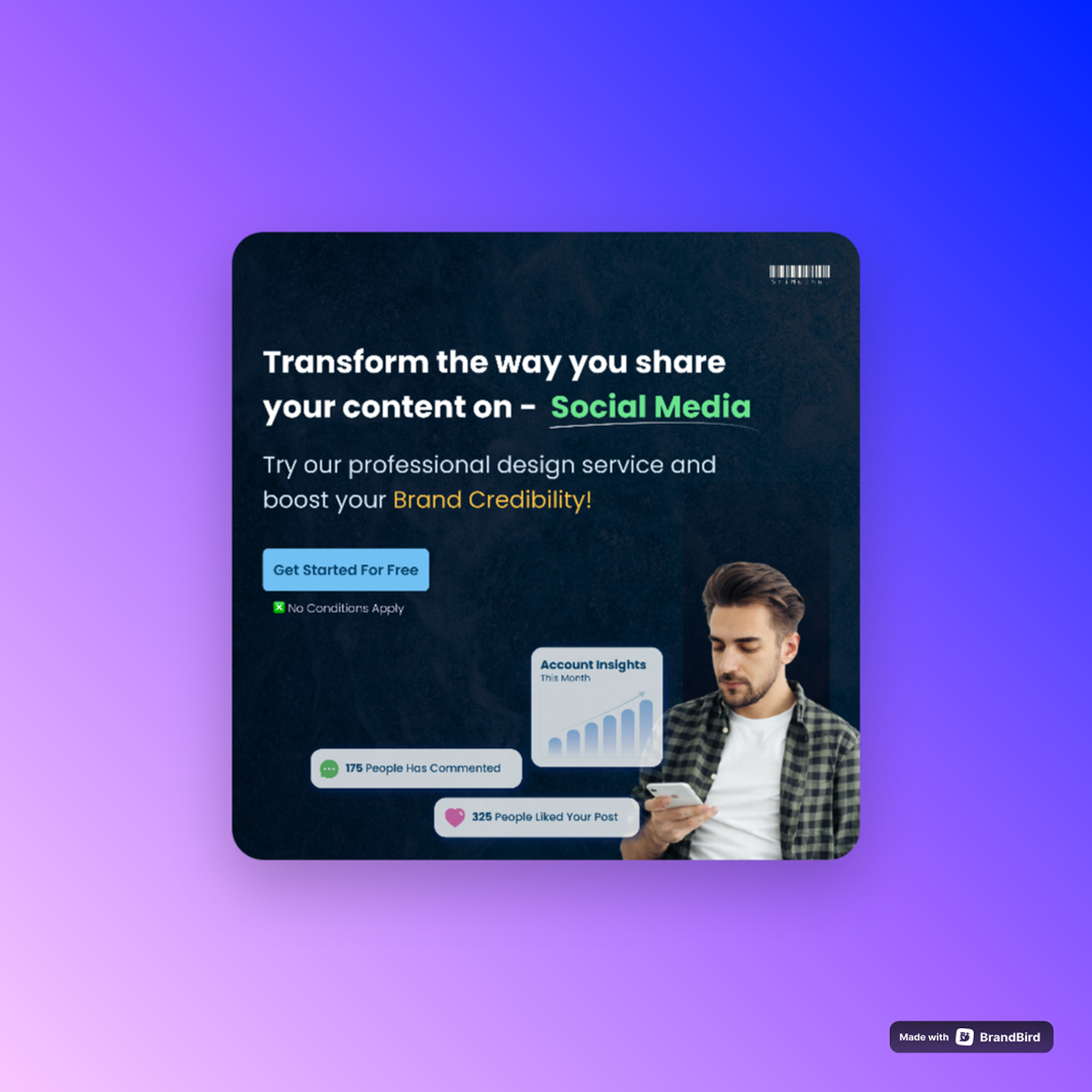 Social Media Post Design branding cta dark design dark post design graphic design happy illustration logo minimal design social media post stats vector