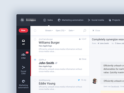 Pipeline UI - Inbox app dailyui dashboard flat inbox interface ios material ui ux