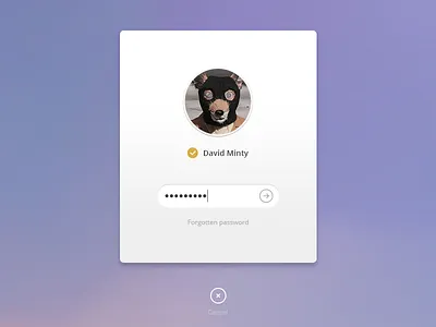 Purple UI - OSX log-in apple avatar button clean field interface login minimal simple web ui white widget