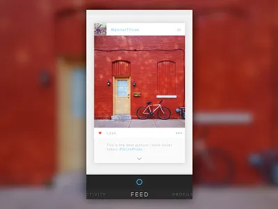 Instagram camera card comment instagram like navigation photography redesign swipe ui