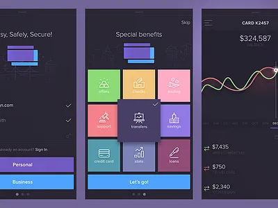Bank App app bank credit card dashboard finance ios money palette stock tiles trade trading