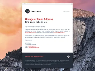 Personal Email announcement branding email html newsletter