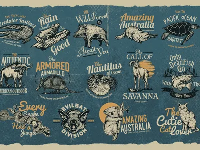 Animal Badges american animal ardianradityo badges illustration logo logos outdoor retro tsvcreative vintage wildlife