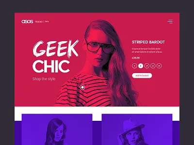 Asos landing page concept asos brand clothing concept geek hero image shopping