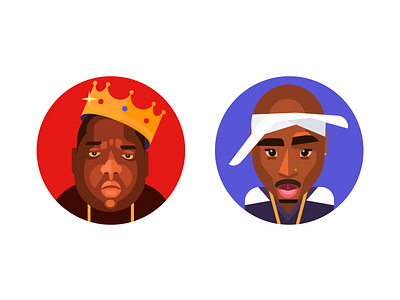 BIGGIE & 2Pac 2pac bright characters east coast flat illustration illustrator ios natorious big ui ux west coast