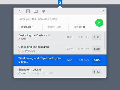 Timer app interface mac menu menubar osx popover timer tracker ui