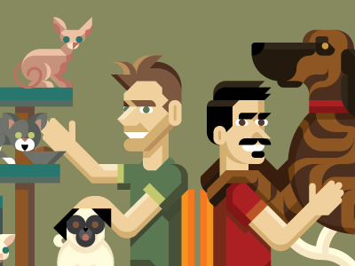 Family Portrait animal bird cat dog family illustration illustrator portrait tree vector