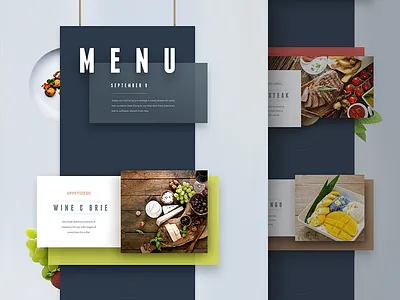 Menu from the world clean collage color flat food fruits menu ui world