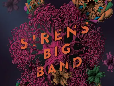 Sirens Big Band gig poster big band collage digital collage gig poster music ocean sea