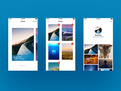 Photo sharing app blue clean ios iphone minimal ui