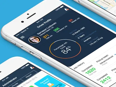 Delivery Jobs and Location Routing App dashboard delivery job apps ios user interface