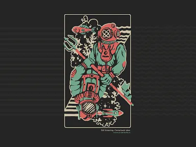 Custom Floor Mat (Deep Sea to Deep Space) card cartoon diver door illustration mat spaceman