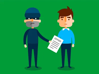 Extortion character comic design flat fraud icon illustration offer thief vector