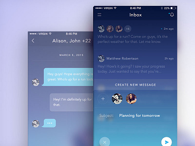 Inbox + Chat app charts design fitness health ios lifestyle sketch sport template ui user interface