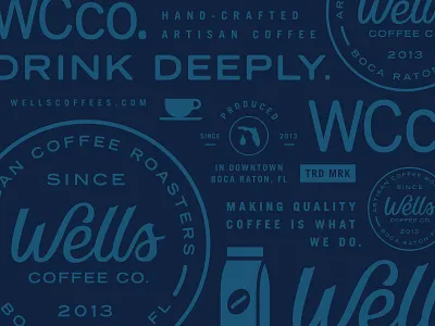 Wells Coffee Co. Postcard badge branding coffee crest florida illustration layout logo pattern postcard seal
