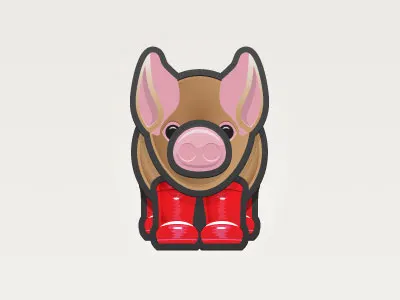 Boot Piggy icon illustration pig