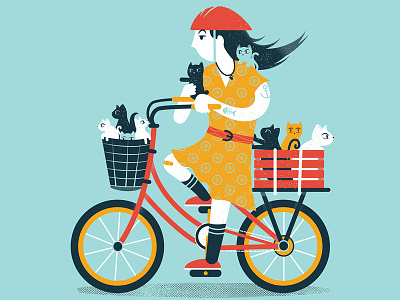 Art Crank art crank bike cats illustration kitten phldesign poster print screenprint