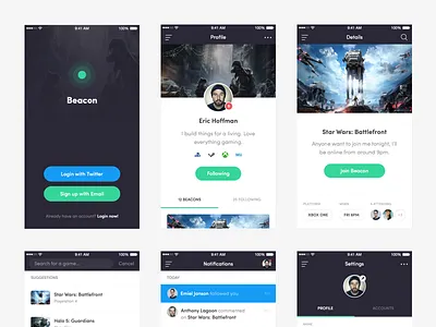 Beacon App Screens app gaming ios iphone mobile