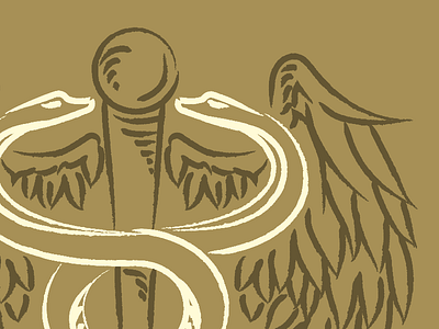 Snakes and Wings illustration logo design wip