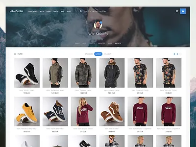 E-Commerce User clean commerce flat list menu navigation order product shop ui ux
