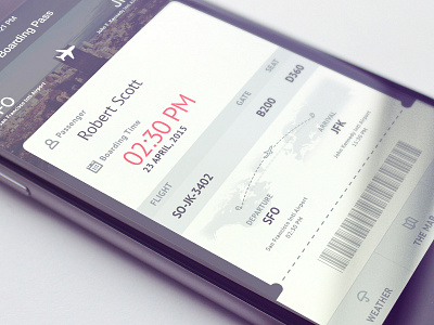Boarding Pass airport app boarding clean flat flight light marketing mobile pass