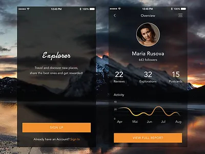 Explorer App flat ios iphone minimalistic modern simple ui ux