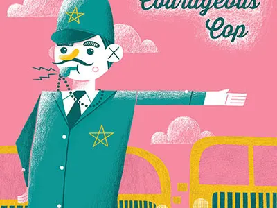 Courageous Cop character illustration old maid