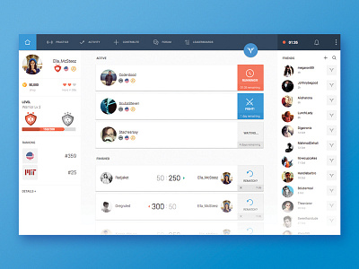 CodeFights Home app clean code dashboard flat game icons light material design ui web website