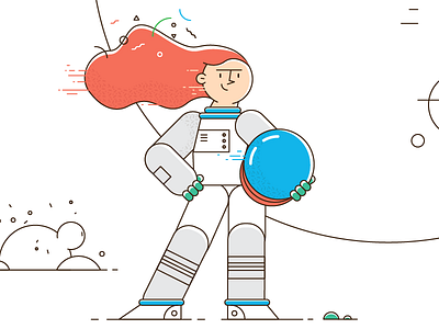 Spacegal. animation astronaut power rocket space styleframe woman