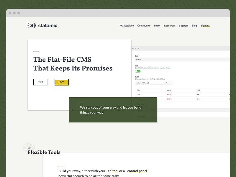 Unused Statamic Redesign cms marketing offset outdoors panels pattern serif statamic
