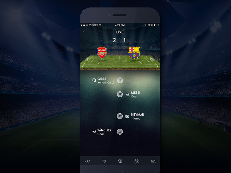 Example of Soccer App - Live Ticker