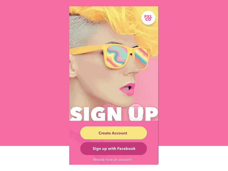 Daily UI 001 - Animated dailyui gif principle sign up sketch ui