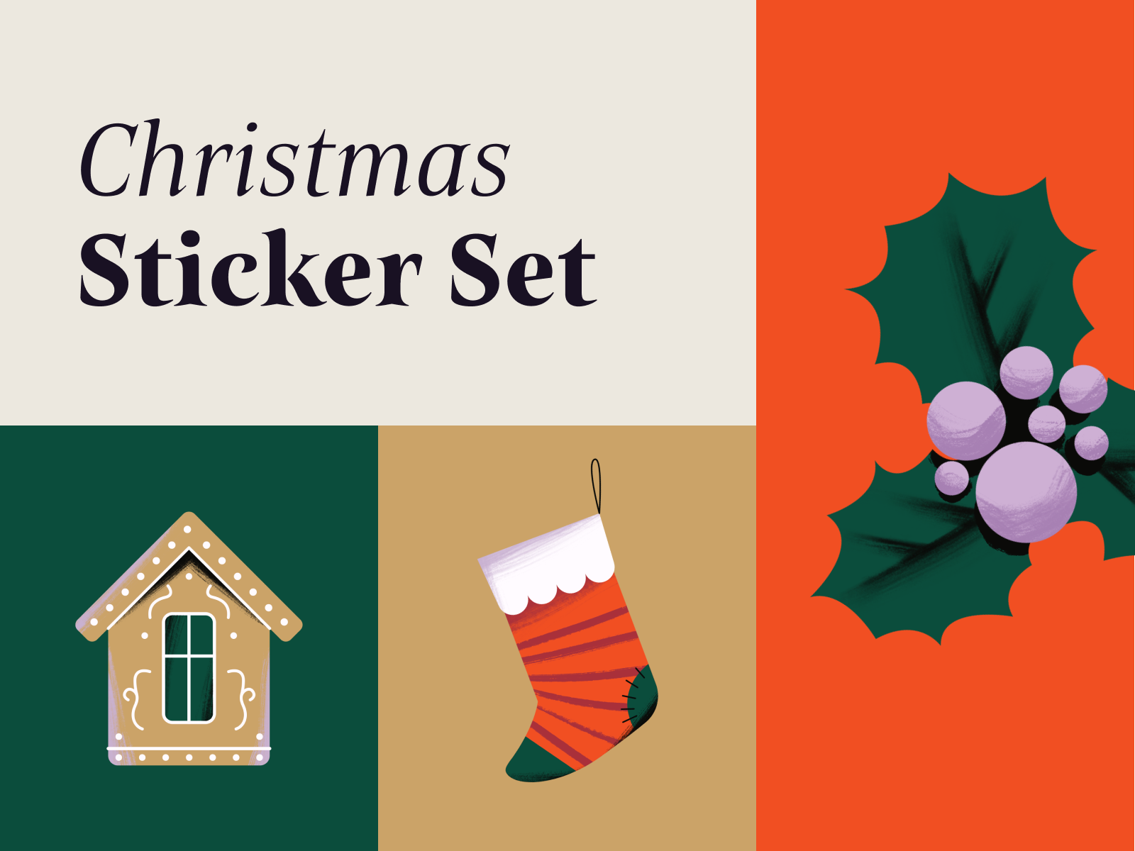 Christmas & New Year Sticker Set 2d celebration christmas christmas tree december eve festive flat graphic design holiday holiday season illustration new year snow sticker sticker set winter xmas