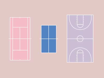 All The Courts Of Sports basketball courts field illustration illustrator pastel ping pong sport sports tennis vector