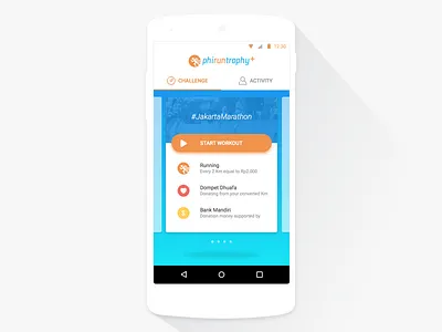 Start Workout card card slider card view charity material running running app slide slider