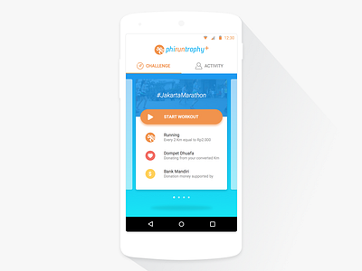 Start Workout card card slider card view charity material running running app slide slider