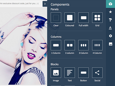 Drag & Drop Editor: Components drag and drop editor email marketing product ui user interface ux