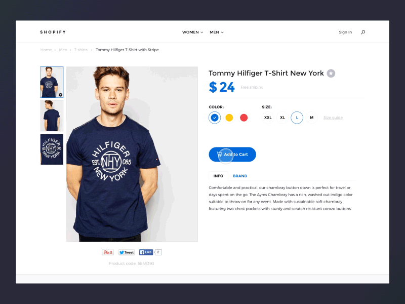 Example of Shopify template - Add to Cart