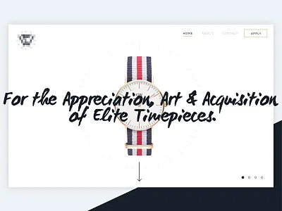 Watch Site brush script hero homepage navigation product shot scroll timepiece watch web website