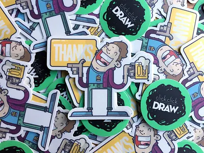 Thanks Stickers Printed! beer cheers happy illustration line art pint smile sticker thank you thanks