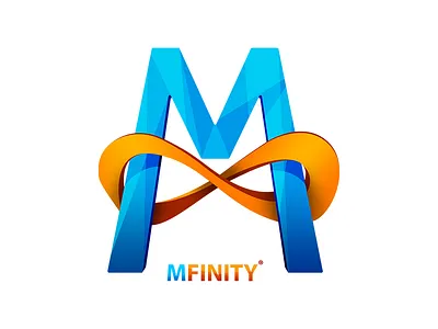 'M'finity 2d blue design horizon icon infinity letter logo orange photoshop ribbon typography