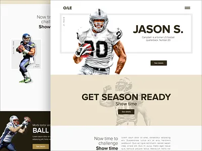 O/LE Design american ball brown concept football helmet onepage ui us ux