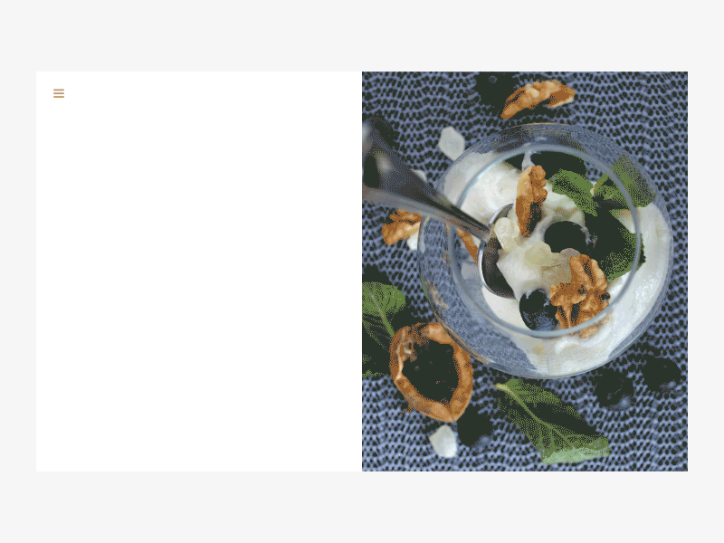 Food Design gold grid imagery landing page photography typography ui ux web white