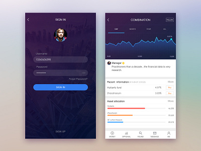 A financial software APP for IOS data login money ps trading ui ux