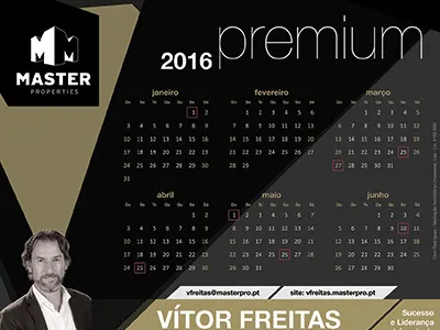 Calendar Design for Master Properties black calendar real estate