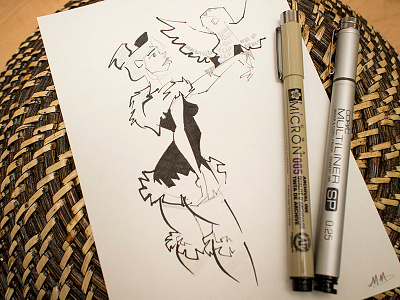 Inktober #18 beauty black and white fantasy girl huntress illustration inktober owl pinup snow trekker