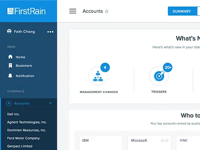 Dashboard Homepage accounts cards channel components dashboard interaction modular panels ui design user ux visual design