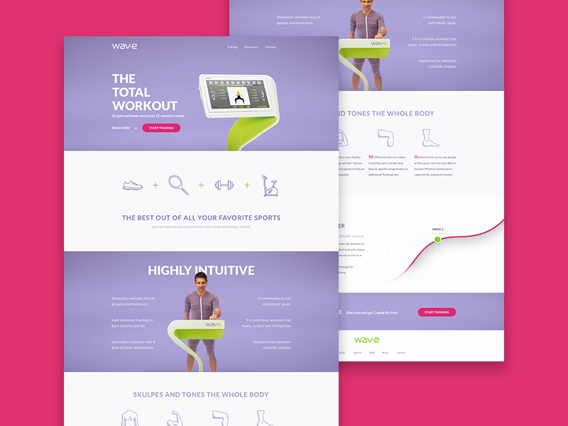 Fitness Website flat interface minimal landingpage ui ux webdesign website