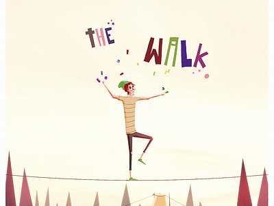 The Walk character circus illustration retro rope walker
