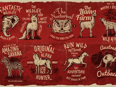 Animal Badges 2 animal animals ardianradityo badges logos retro template vintage wildlife